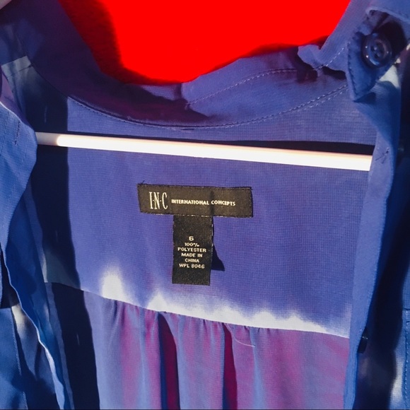 Women’s Blue and White International Concepts Blouse Button Up - Size 6 - Picture 2 of 2